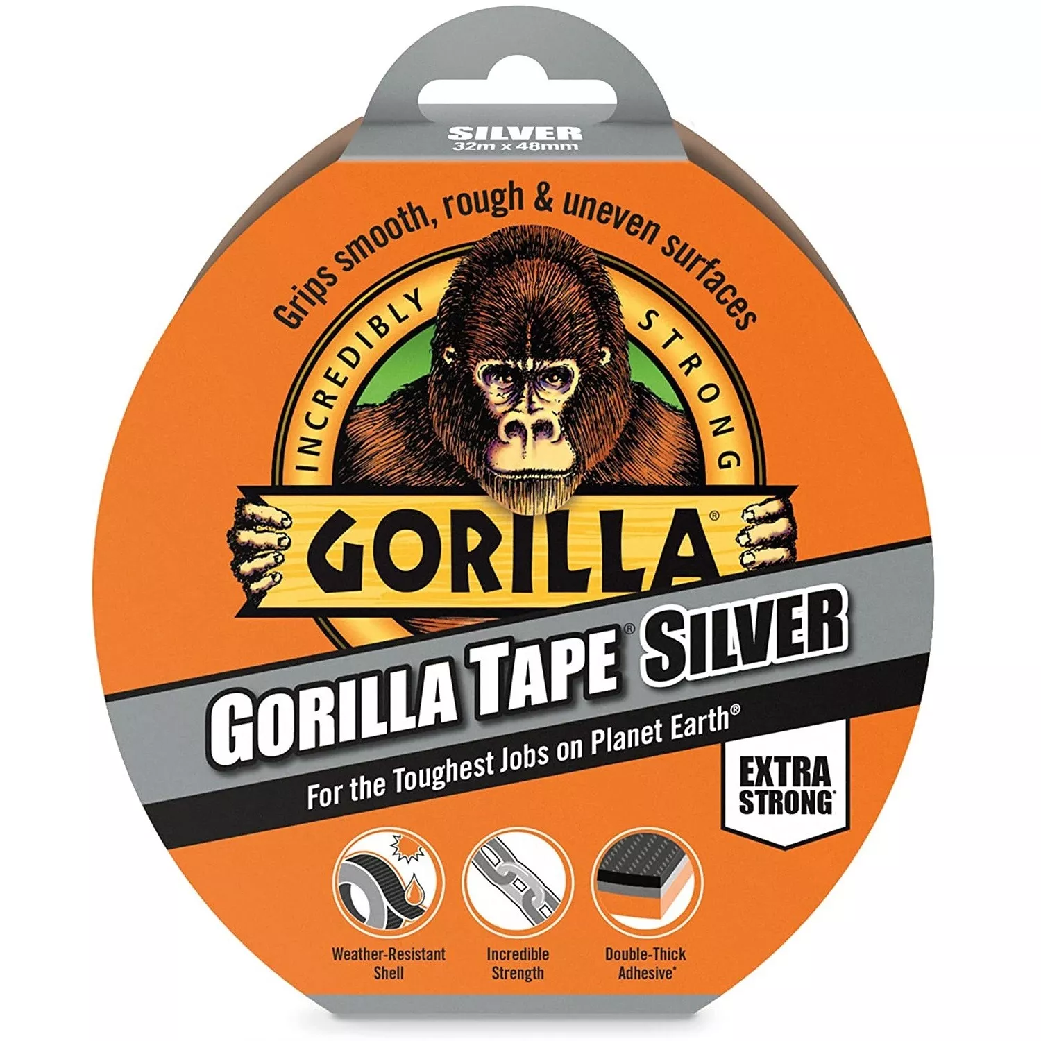 Gorilla Klebeband - Extra starkes Gaffer-Tape Silber 48mm x 32m