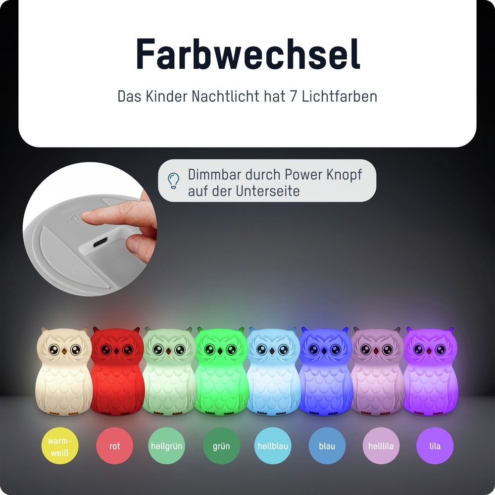 Ansmann Nachtlicht Eule Finn für Kinder