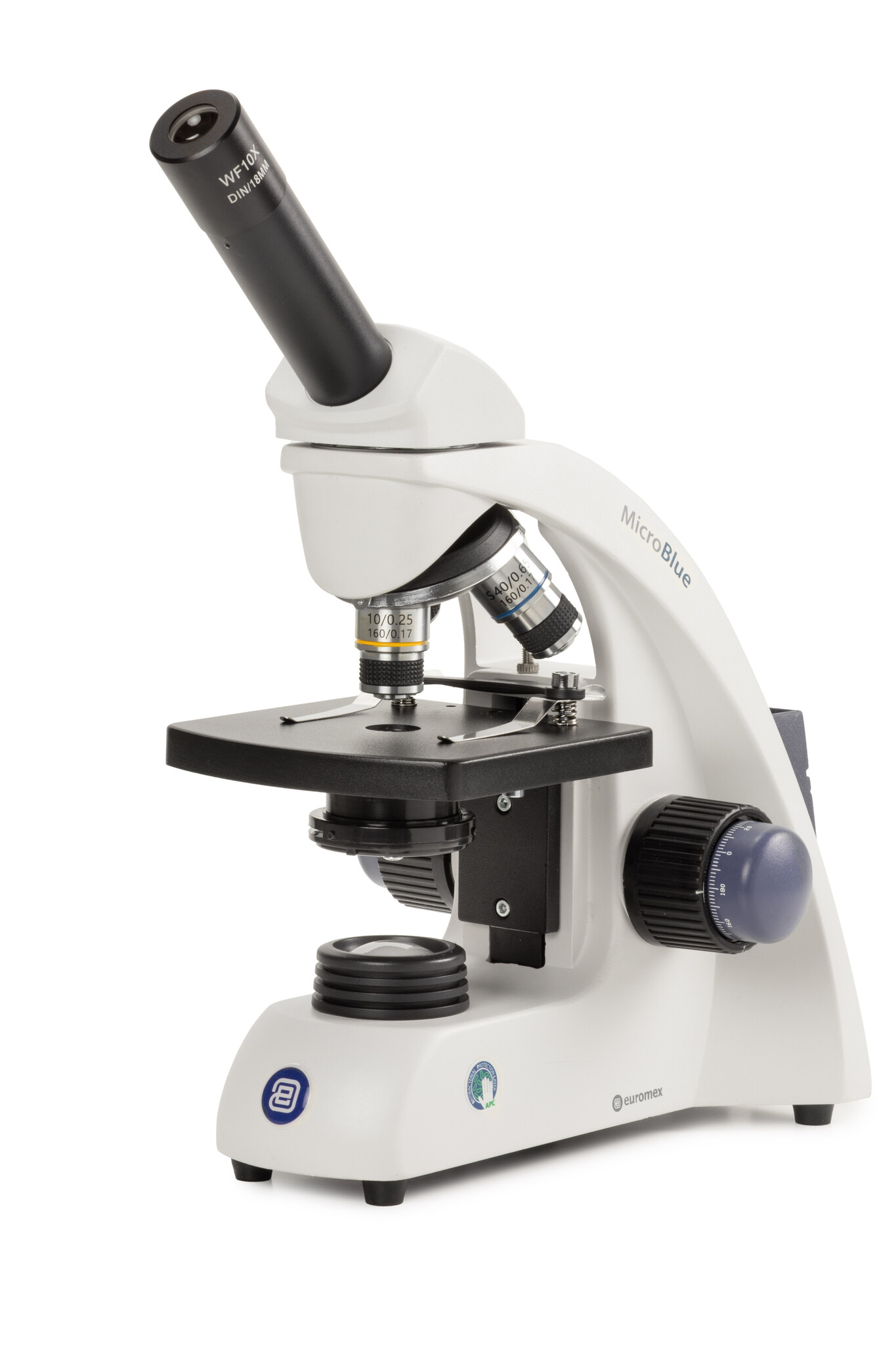 Euromex MicroBlue Monokulares Mikroskop 40x/100x/400x