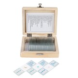 AmScope 25 Glass Prepared Microscope Slides with Wooden Box