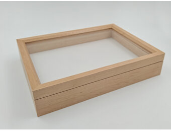 Wooden insect box with glass lid 23 x 30 x 6 cm