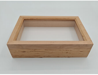 Houten insectendoos met glazen deksel 15 x 23 x 6 cm 