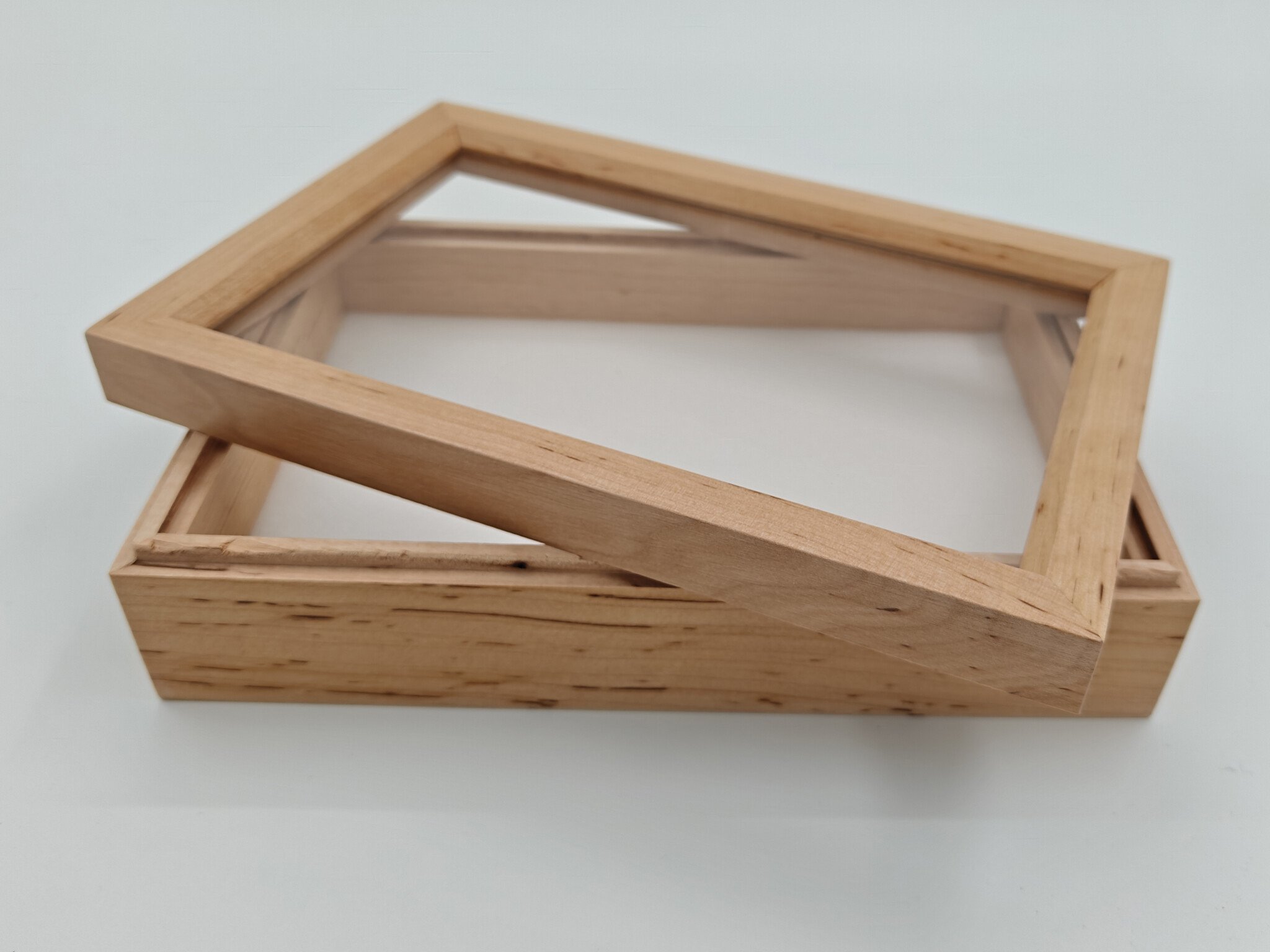 Houten insectendoos met glazen deksel 15 x 23 x 6 cm 