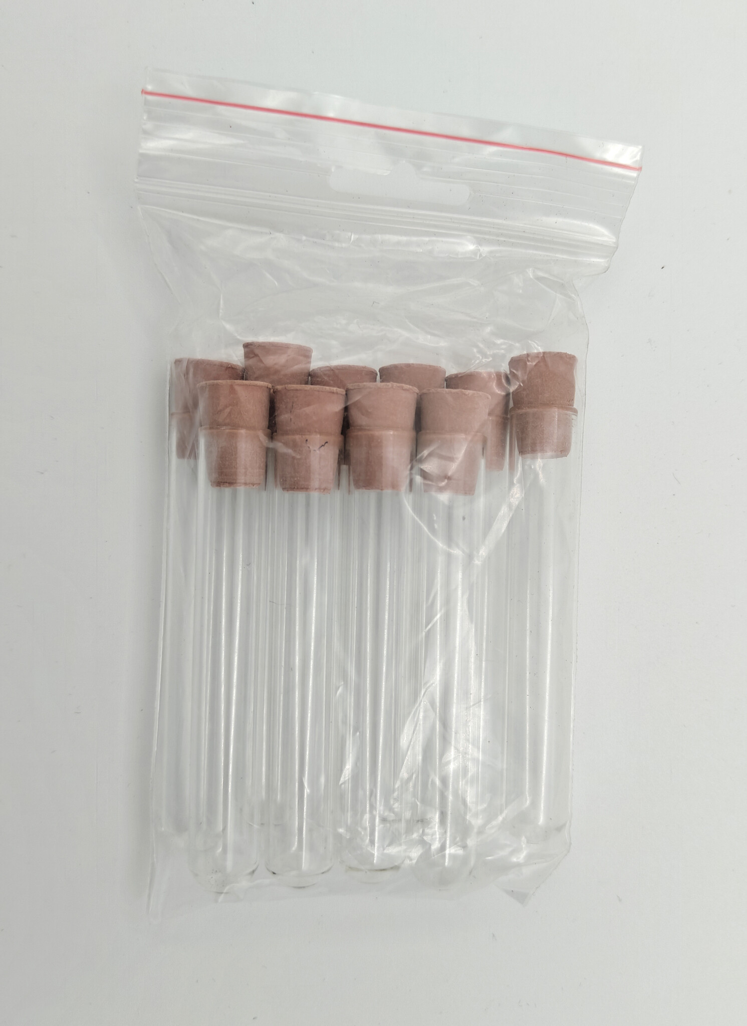 Glass test tubes with rubber lid