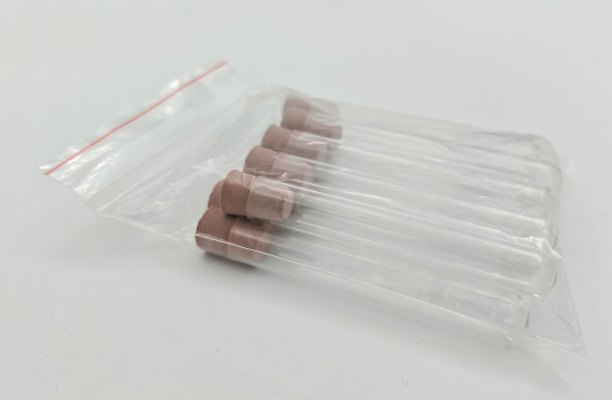 Glass test tubes with rubber lid