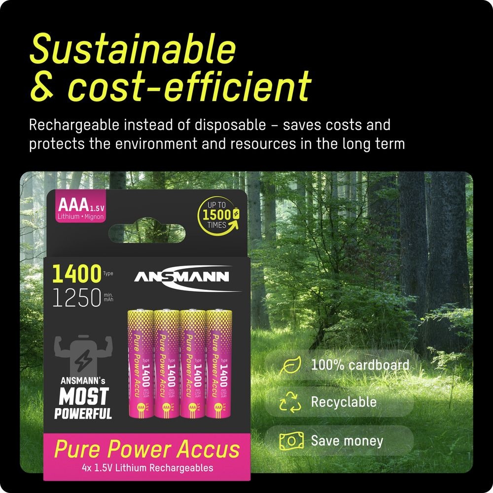 Ansmann Pure Power Li-Ion Oplaadbare AAA batterij type 1400