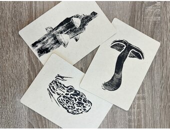 Ansichtkaarten Paddenstoelenprints - Set van 3