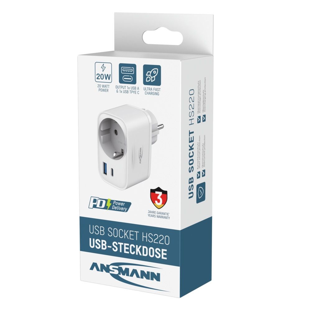 Ansmann USB Stopcontactadapter HS220