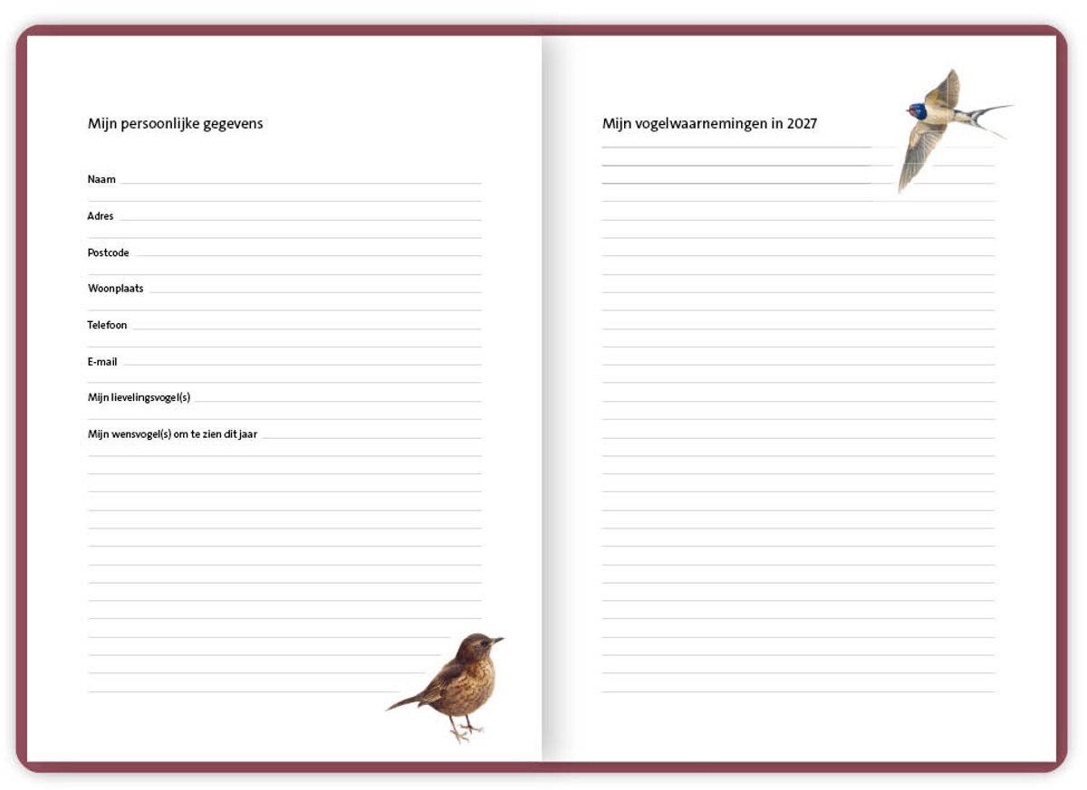 Vogelagenda 2027 - Illustraties van Elwin van der Kolk
