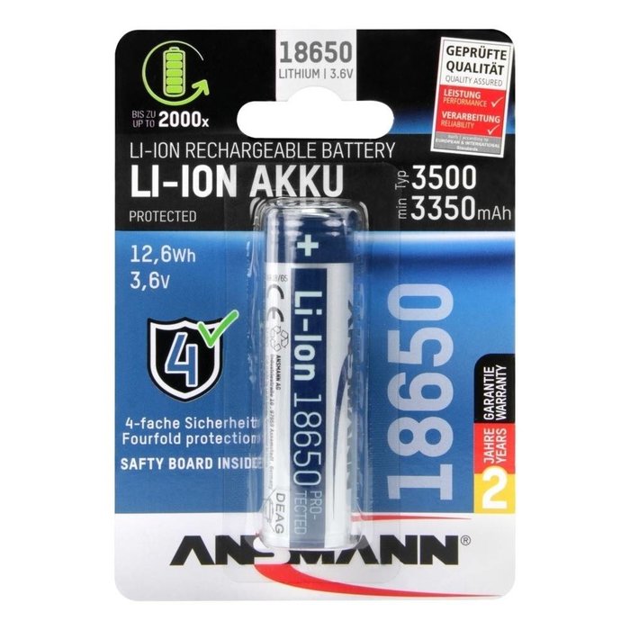Ansmann Li-ion batterij 3500 mAh protected (lithium-ion) -