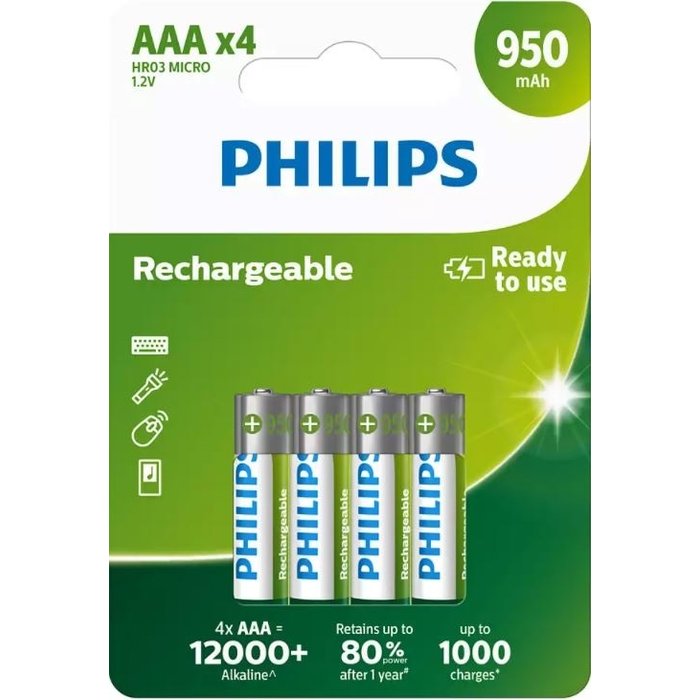 Vertrouwen op George Stevenson Grammatica Philips oplaadbare AAA batterijen 950mAh - Batterijenstunter.nl