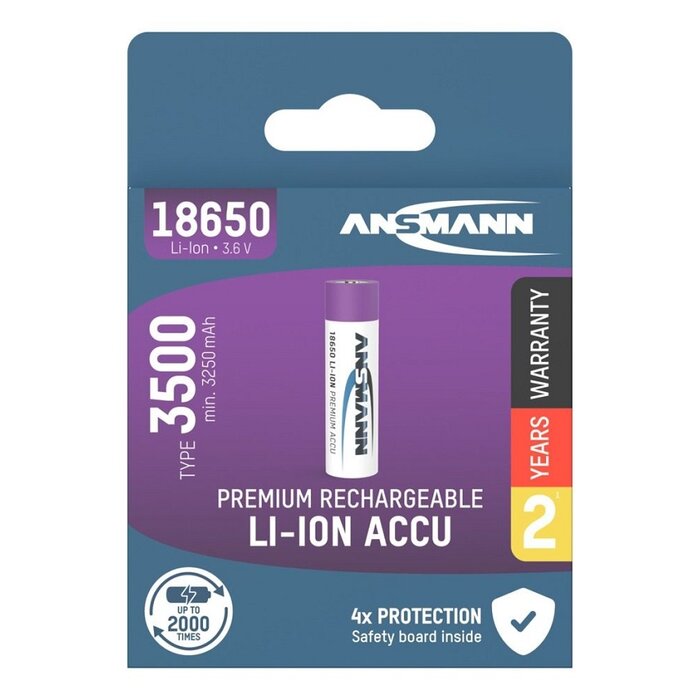 Ansmann 18650 Li-ion oplaadbare batterij 3,6V 3500 mAh protected