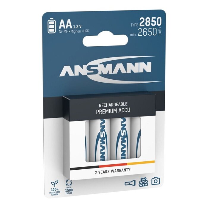 Ansmann oplaadbare AA batterijen 2850mAh 4 stuks