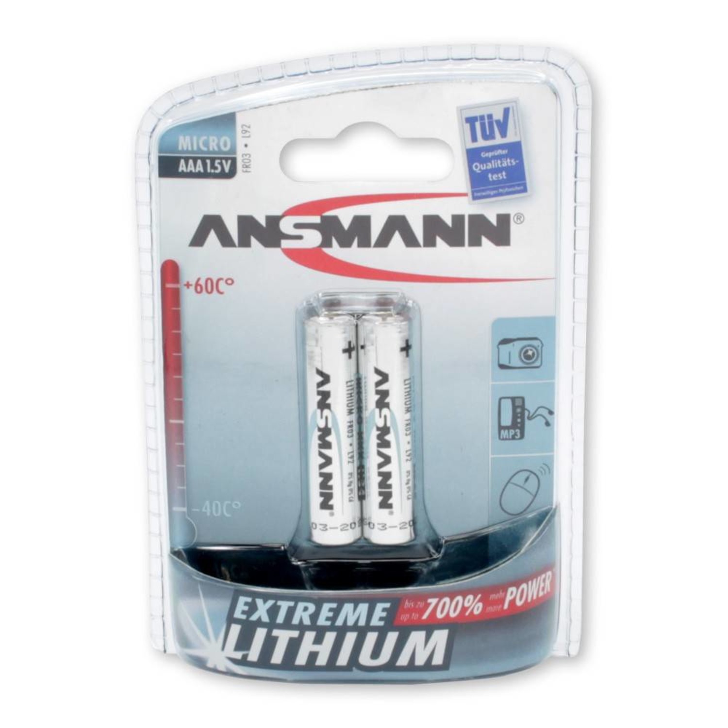 Ansmann extreme lithium AAA batterijen 2 stuks -