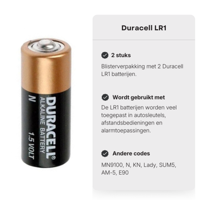 Duracell LR1 batterijen 2 stuks