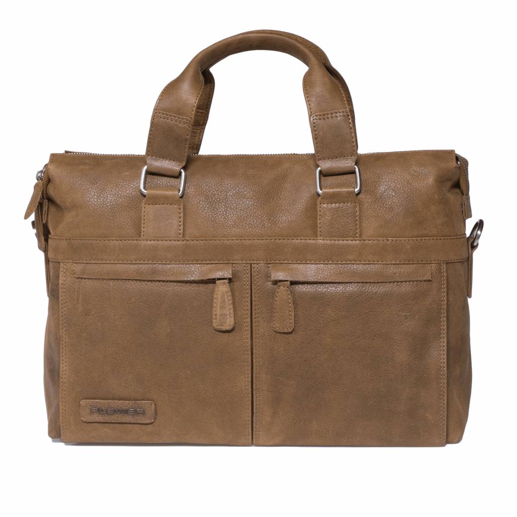 Plevier Laptoptas 15 6 Inch Volnerf Crunch Leer 2 Vaks Cognac plevier kopen in de aanbieding