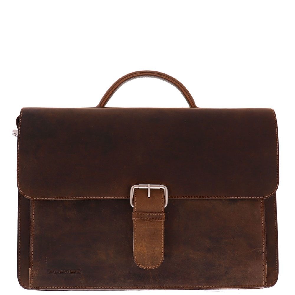 Plevier Darwin Leren 2-vak Laptoptas 15,6 inch Bruin Plevier Darwin Leren 2-vak Laptoptas 15,6 inch Bruin