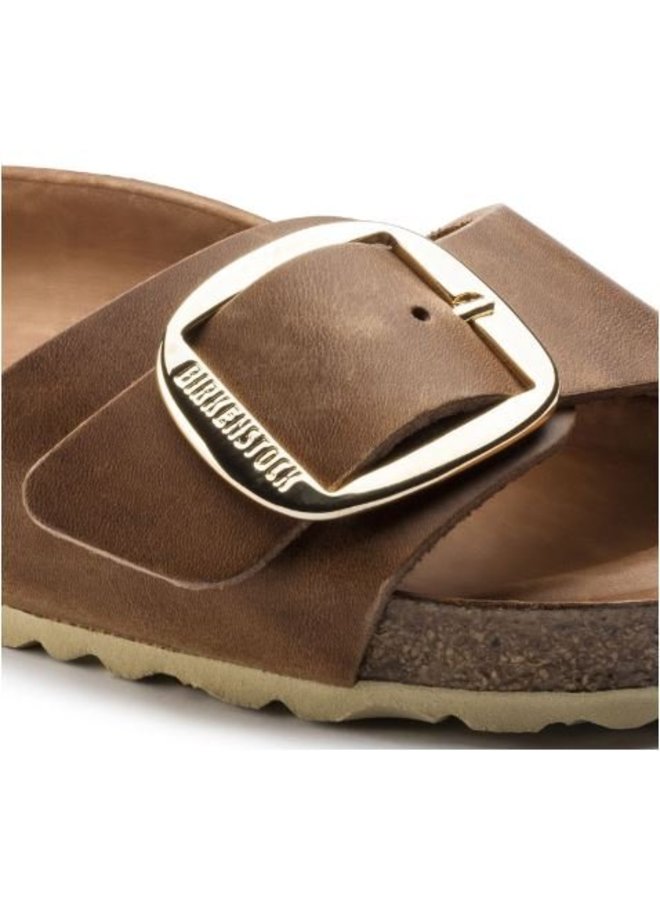 Birkenstock Madrid Big Buckle bruin vetleer narrow sandalen dames