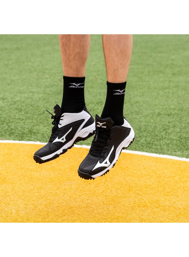 Mizuno Mizuno 9-Spike Adv Erupt 3 mid zwart wit outdoor korfbalschoenen uni
