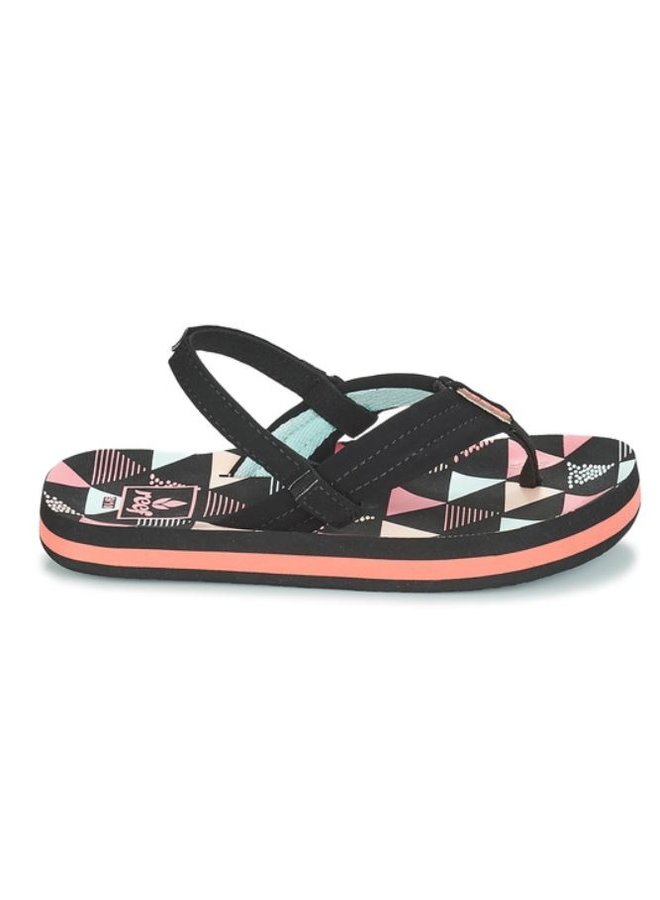 Reef Little AHI Surf Flag zwart roze slippers baby's