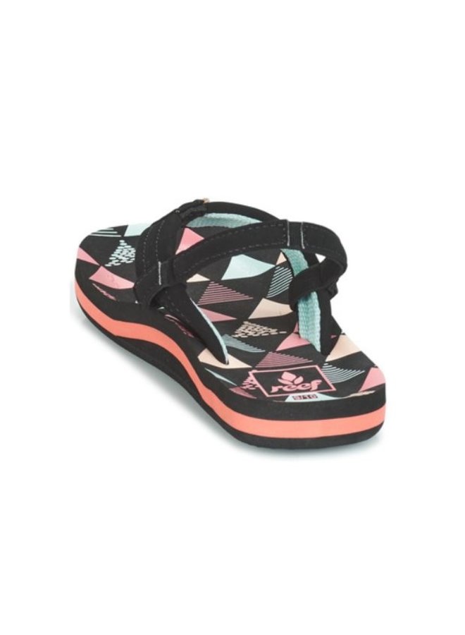 Reef Little AHI Surf Flag zwart roze slippers baby's