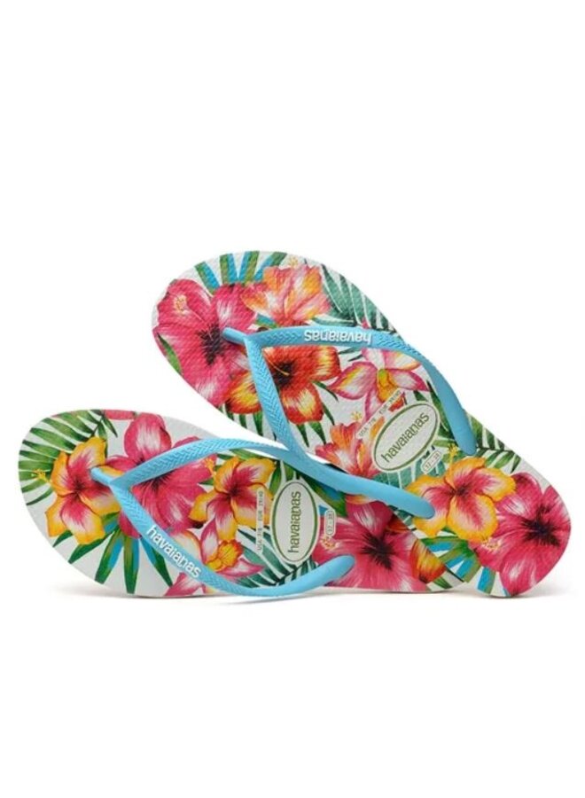 Havaianas Slim Hibisco roze blauw slippers dames