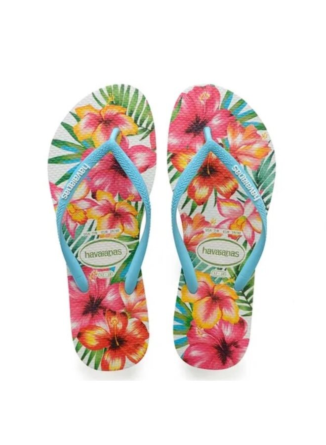 Havaianas Slim Hibisco roze blauw slippers dames