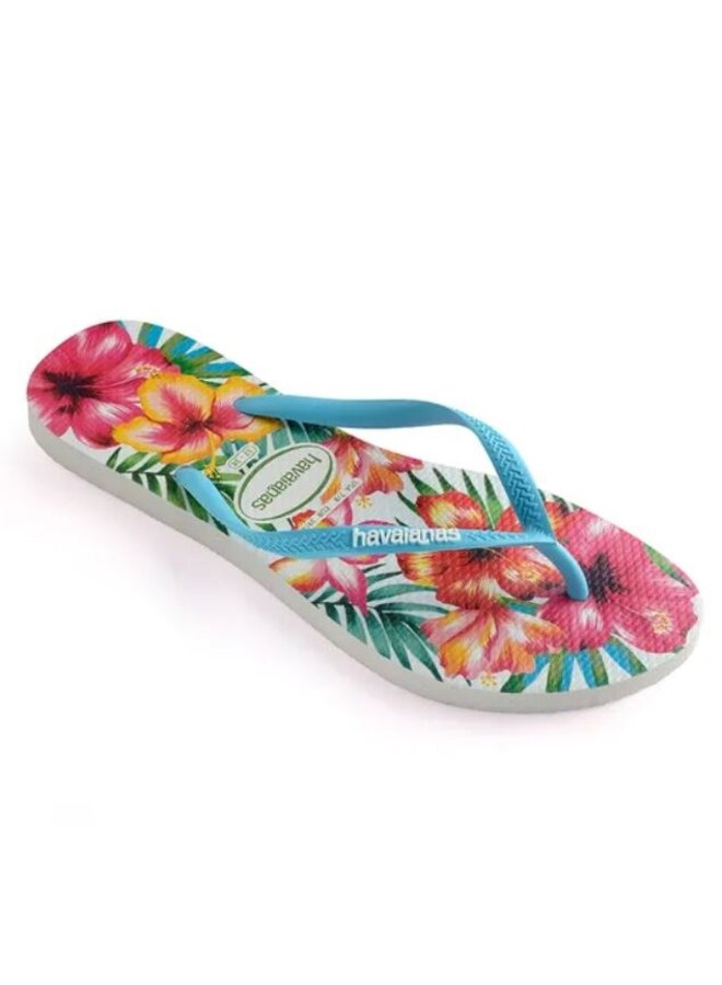 Havaianas Slim Hibisco roze blauw slippers dames