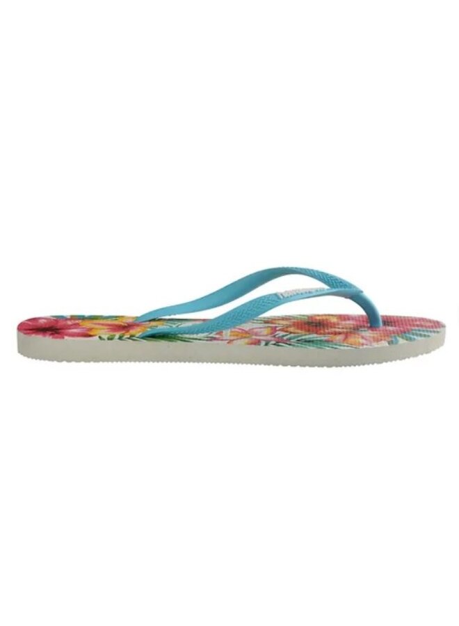 Havaianas Slim Hibisco roze blauw slippers dames