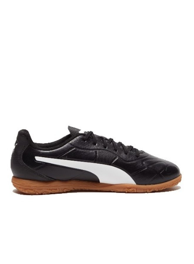 Puma Monarch IT Jr zwart wit indoor voetbalschoenen - outletsportschoenen.nl