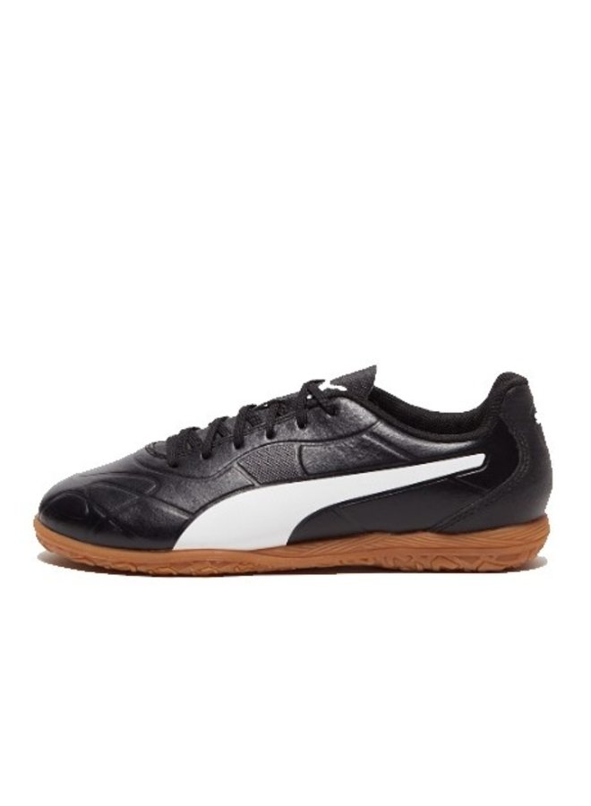 Puma Monarch IT Jr zwart wit indoor voetbalschoenen - outletsportschoenen.nl