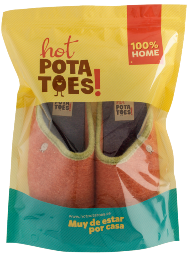 Hot Potatoes HP 57029-03 grijs roze pantoffels dames