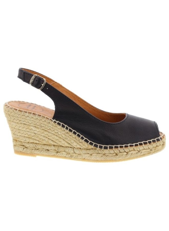 Zwarte leren 2025 espadrilles dames