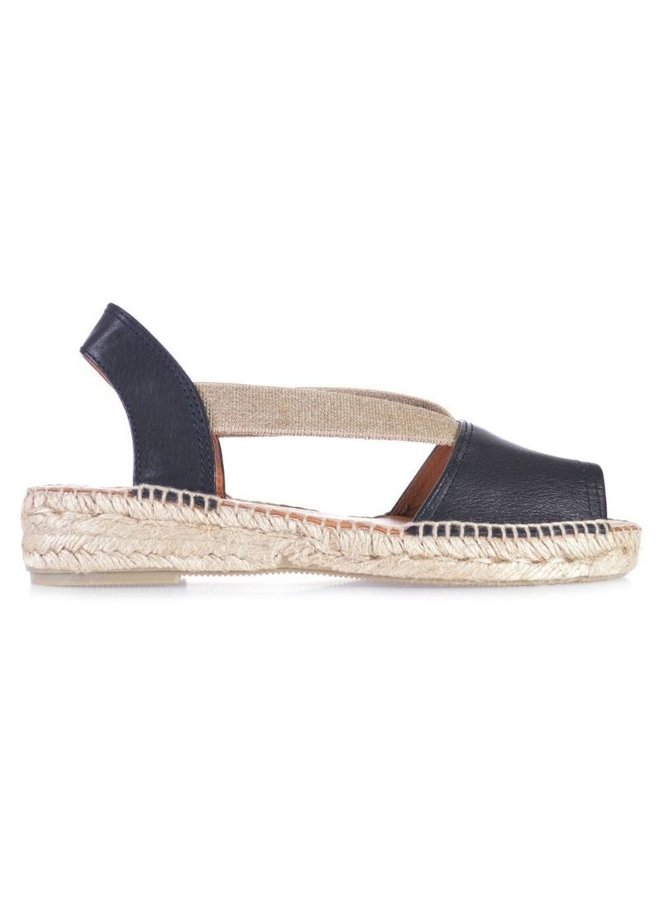 Zwarte leren 2025 espadrilles dames