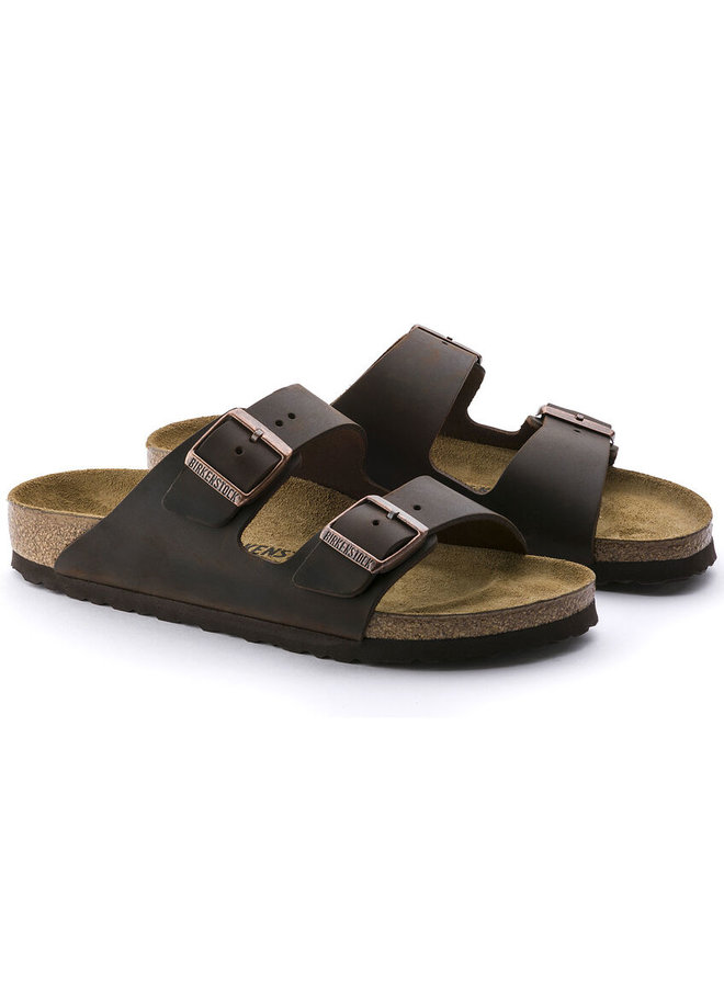 Birkenstock Arizona bruin geolied vetleer narrow sandalen uni (s)