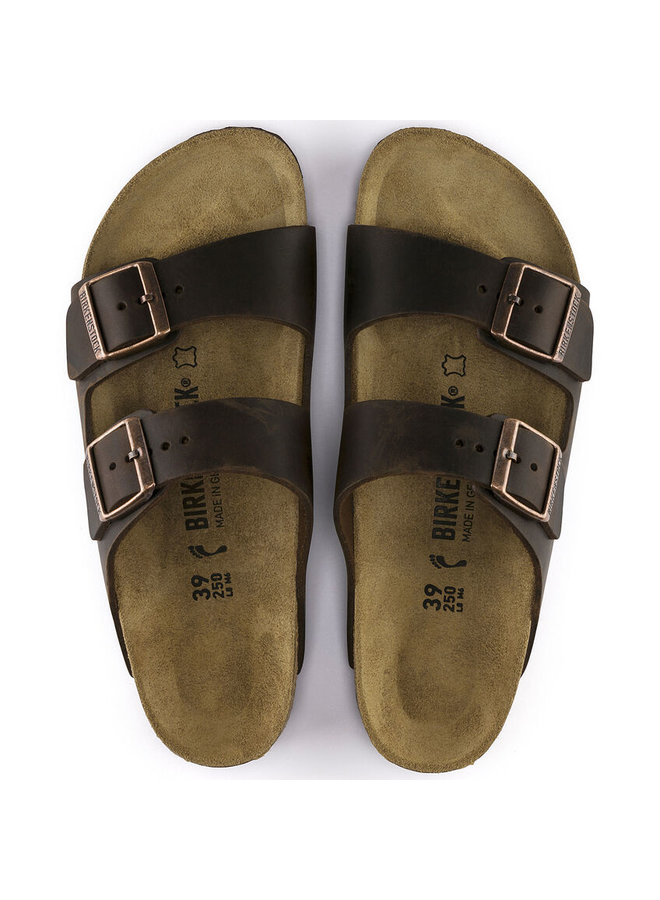 Birkenstock Arizona bruin geolied vetleer narrow sandalen uni (s)