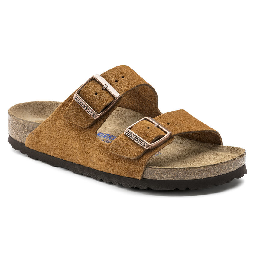 Birkenstock Arizona bruin suède zacht voetbed regular sandalen uni -  outletsportschoenen.nl