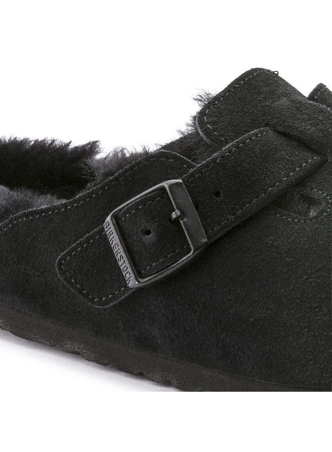 Birkenstock Boston Shearling zwart suède narrow dames