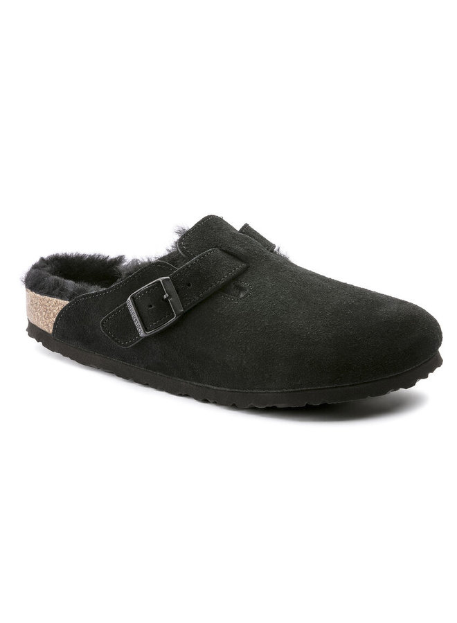 Birkenstock Boston Shearling zwart suède narrow dames