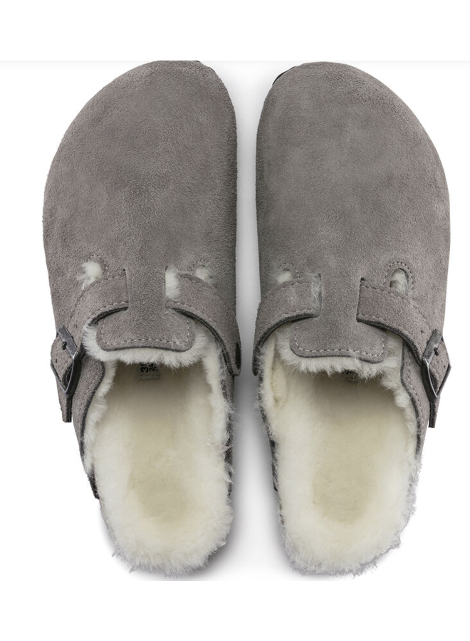 Birkenstock Boston Shearling grijs suède narrow uni