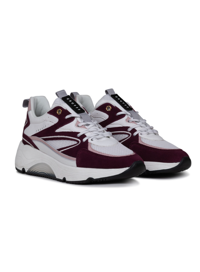 Cruyff Madina Bold wit bordeaux rood sneakers dames