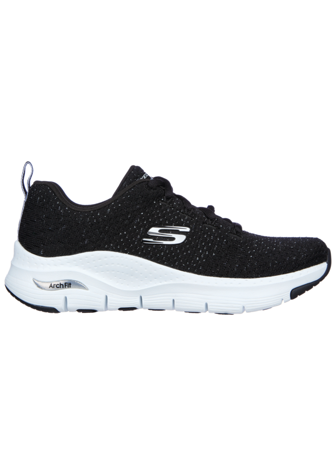 Skechers Arch Fit Glee for all zwart wit sneakers dames outletsportschoenen