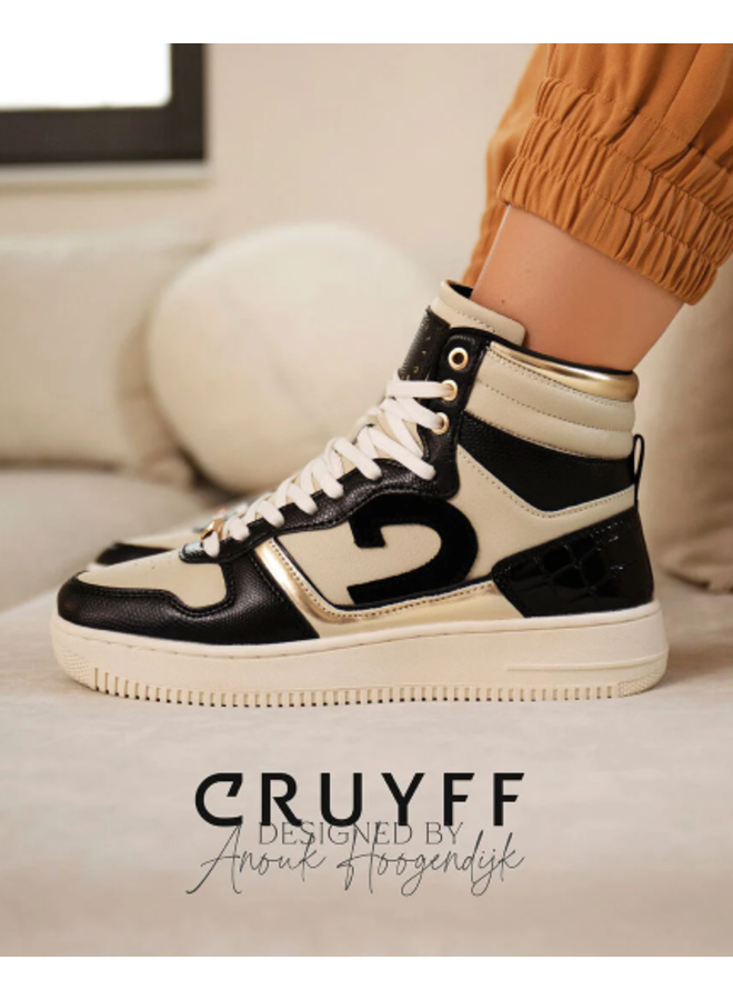 Cruyff Campo High Lux zwart beige sneakers dames
