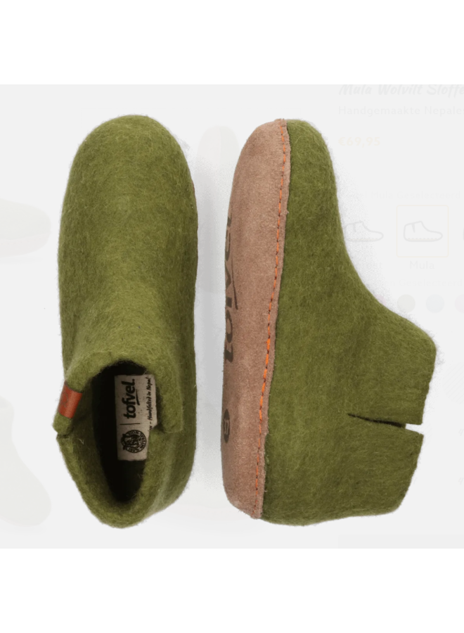 Tofvel Mula pantoffels groen uni (s)