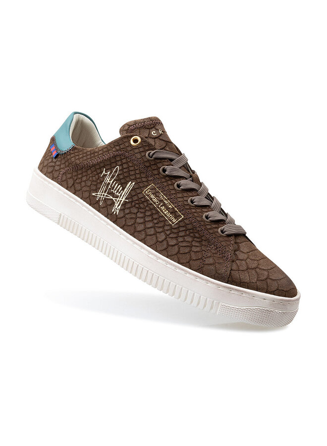 Cruyff Joan Anaconda bruin turquoise sneakers heren