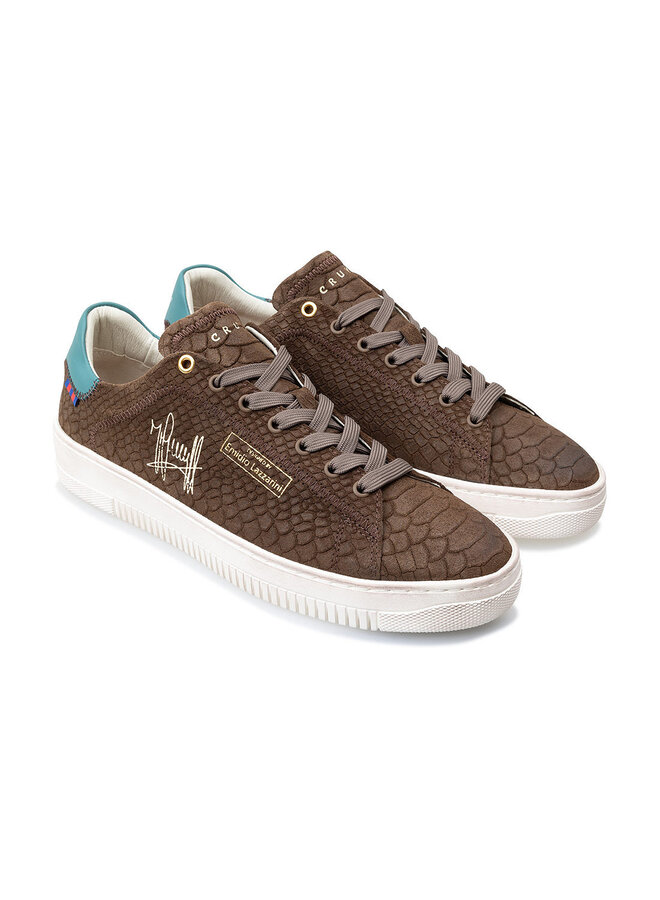 Cruyff Joan Anaconda bruin turquoise sneakers heren