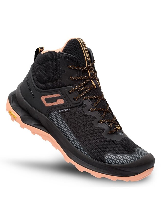 Explorer mid zwart roze wandelschoenen uni (a)