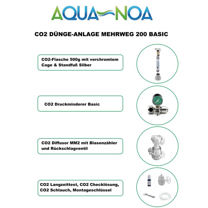 Aqua-Noa CO2 set 200 hervulbaar basic (M) - CO2 aquarium set