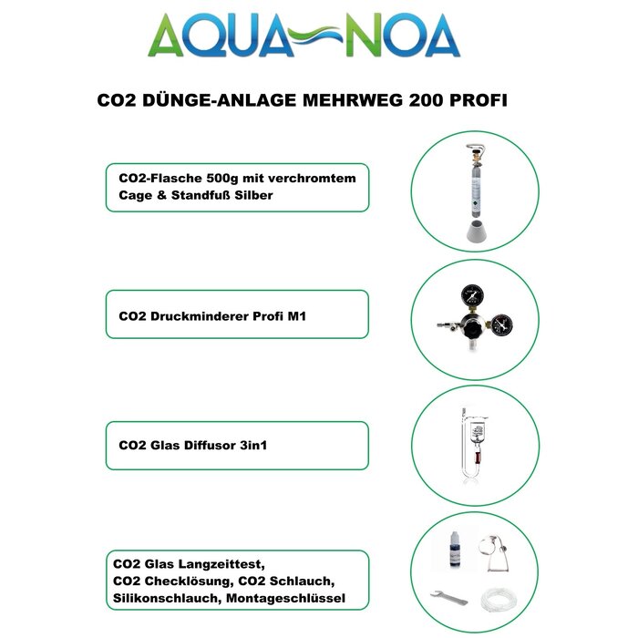 Aqua-Noa CO2 set 200 hervulbaar Profi (M) - CO2 aquarium set