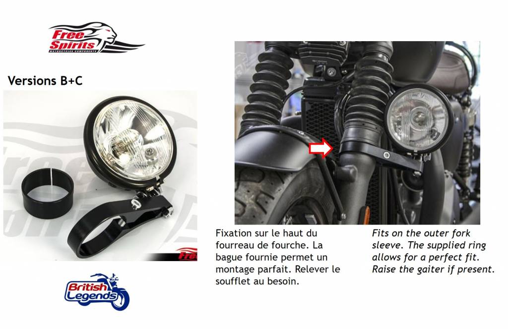Phare Additionnel Kit Complet pour Triumph Twins
